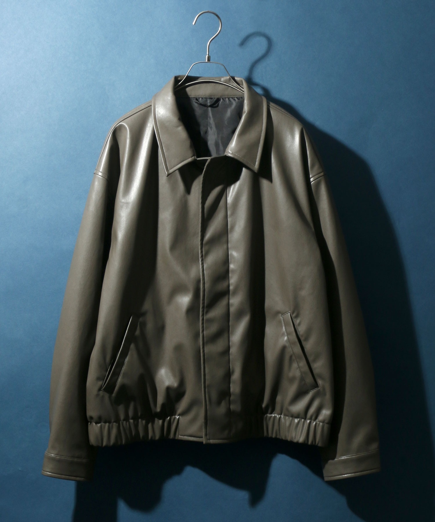 セール】【ANPAS】Synthetic Leather Fly Fronto Drizzler Jacket 