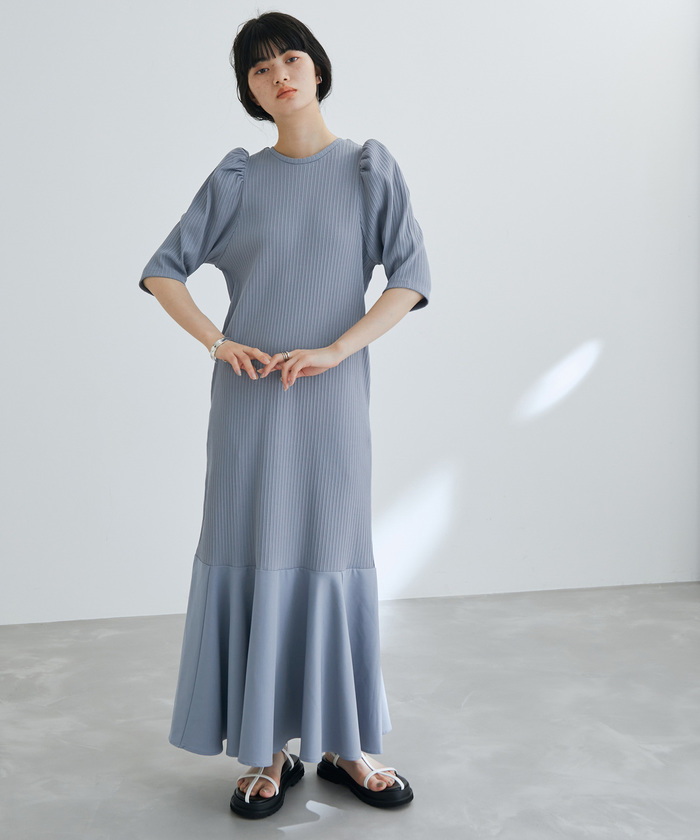 一部直営店舗・WEB限定】マーメイドコンビワンピース(504527838