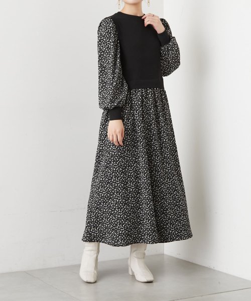 セール リブ花柄ドッキングワンピース ナイスクラップ アウトレット Nice Claup Outlet D Fashion