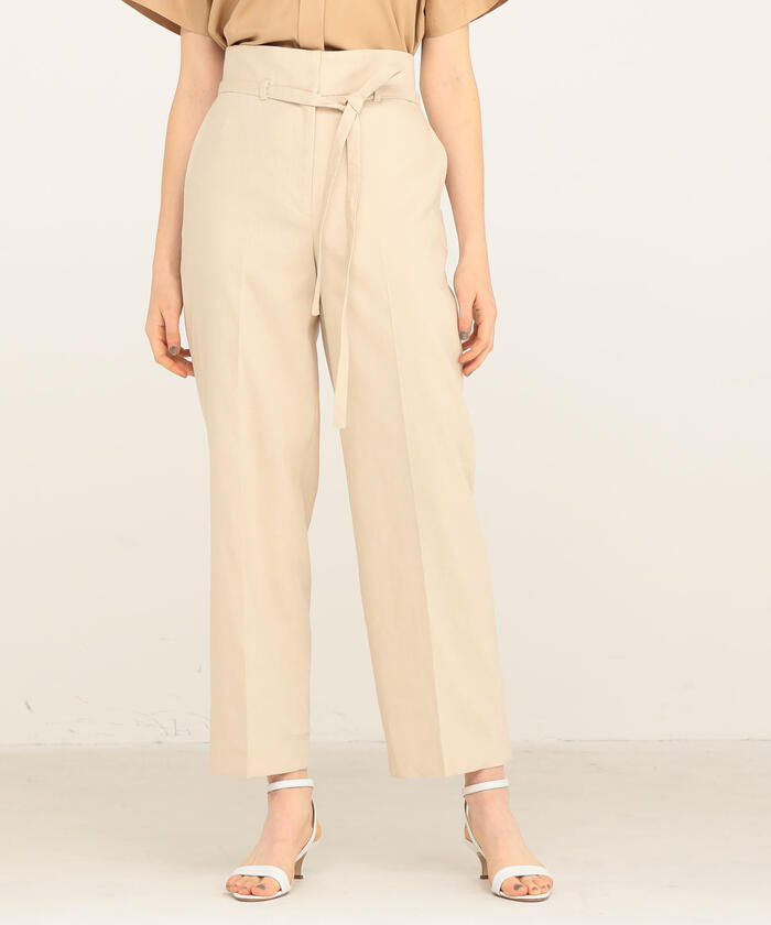 豊富な商品から セール 40%OFF】ワンダーリネンストレッチ ハイウエスト パンツ