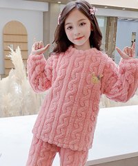 TeddyShop/テディショップ Teddyshop キッズ もこもこボアツイストデザインルームウェアパジャマ 上下2点セットアップ 冬/504537083