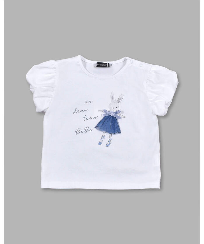 バレエ ウサギ プリント チュール リボン Tシャツ ベビー (80