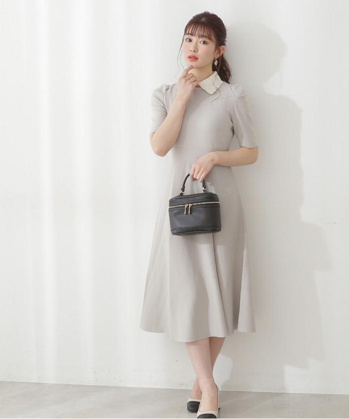 セール 50%OFF】クラシカルレイヤーカラーニットワンピース セール 50%OFF】クラシカルレイヤーカラーニットワンピース