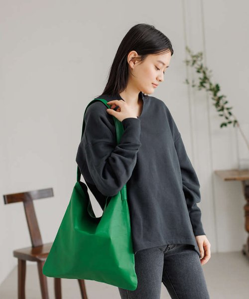 【WEB限定】【Ampersand】ウォッシャブル レザーフラットトートバッグM
