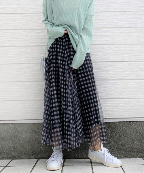 ギンガムチェックチュールスカート キュー Q D Fashion