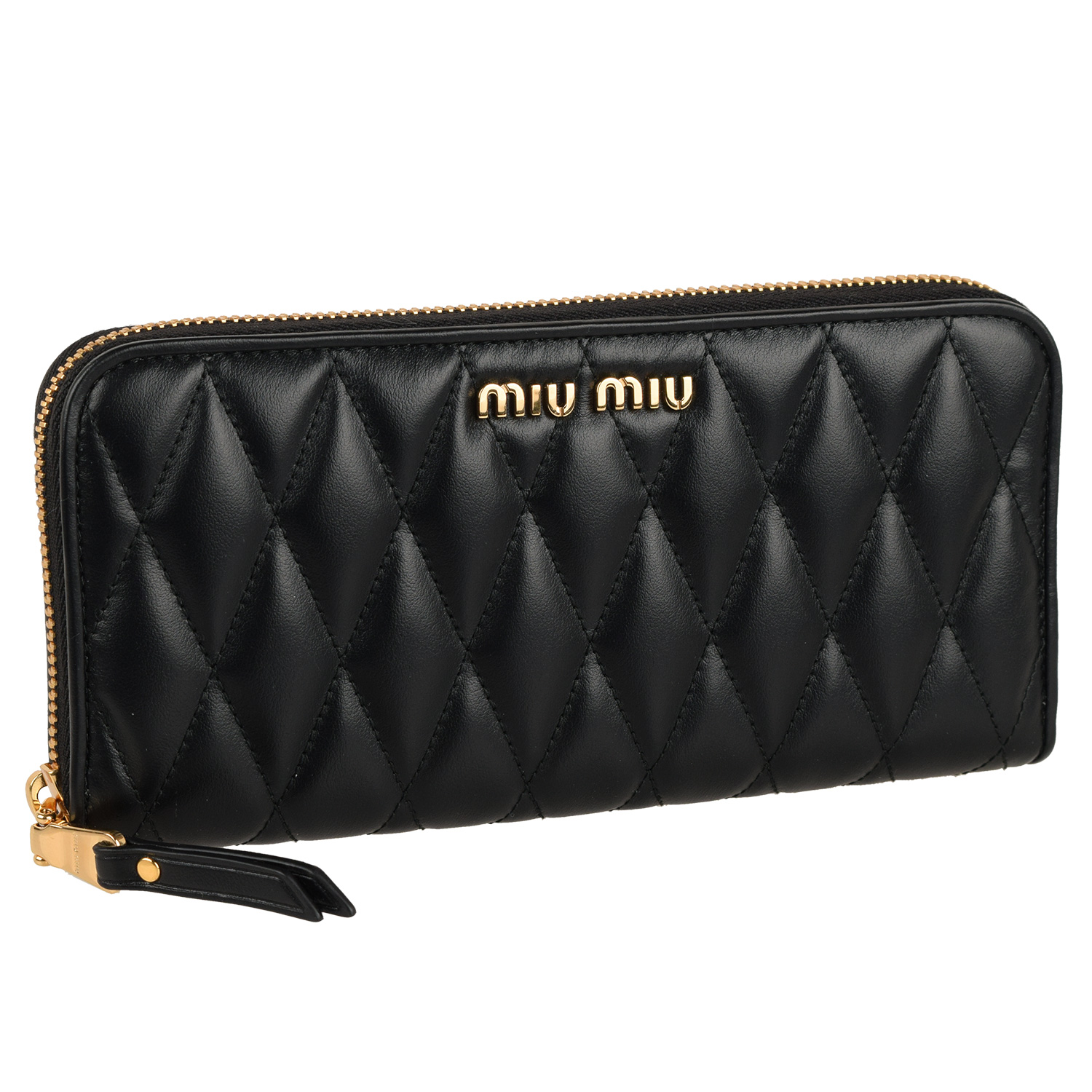 美品 miu miu ミュウミュウ マテラッセ 財布 レザー 黒 L字ファスナー