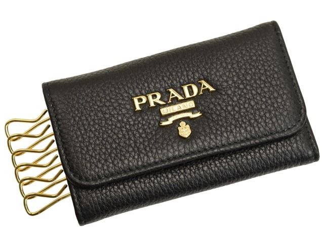 新品 プラダ PRADA キーケース ヴィッテロ グレイン ネロ