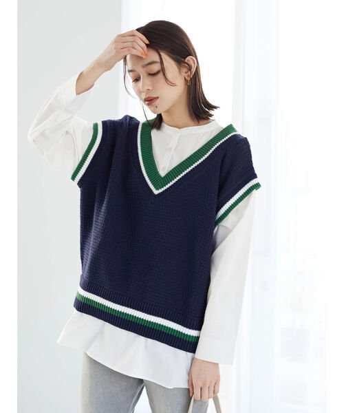 セール ラインベストドッキングチュニック グリーンパークス Green Parks D Fashion