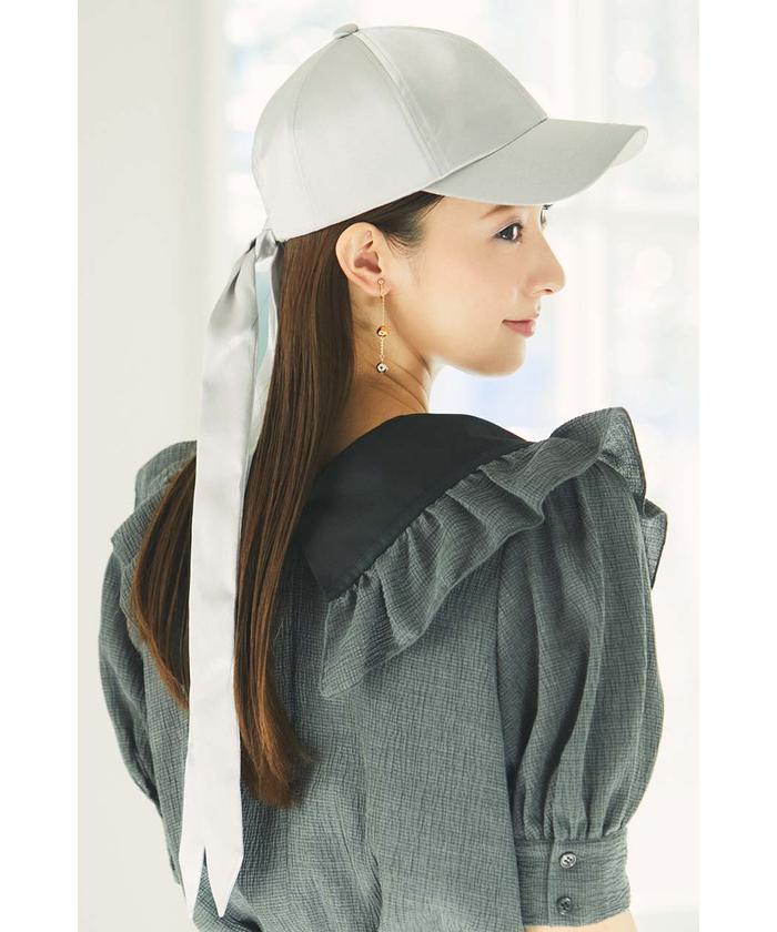 カナダ製ミンク帽子、ブラック、うしろリボン 目まぐるしい