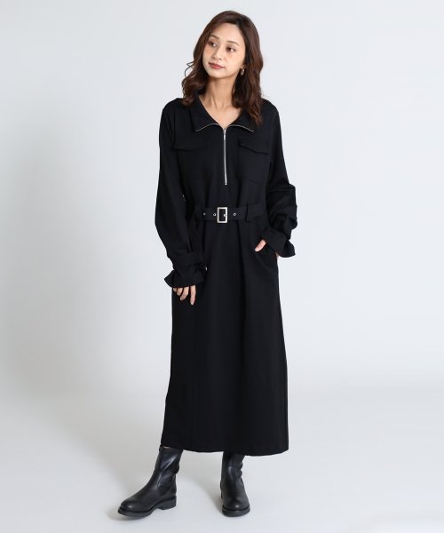 SCOTCLUB ハーフジップベルテッドワンピース