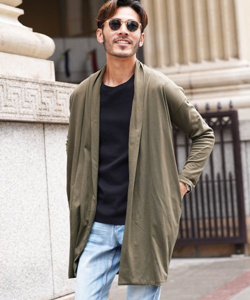 天竺ロングカーディガン ロングカーディガン メンズ カーデ カーデガン 長袖 トップス ロング丈 ジギーズショップ Jiggys Shop D Fashion
