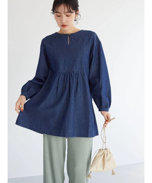 セール デニムヨーク切替チュニック グリーンパークス Green Parks D Fashion