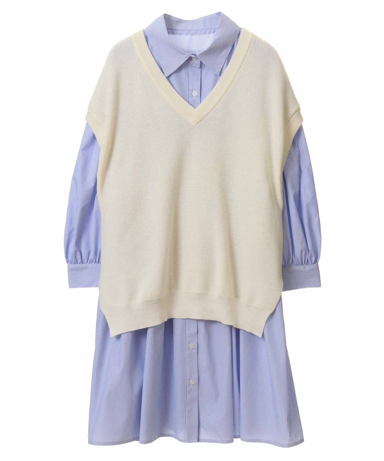 セール 70%OFF】ニットベストシャツワンピース (504567568 セール 70%OFF】ニットベストシャツワンピース (504567568