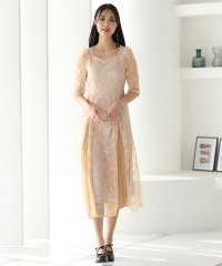 PourVous/プールヴー PourVous レース×プリーツパフスリーブワンピース/504564818