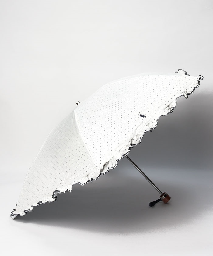 晴雨兼用折りたたみ日傘 ”シャンブレードットフリル”(504548675 