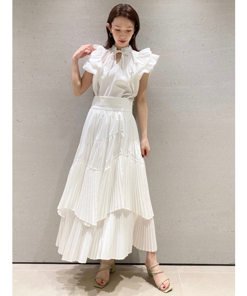 完璧すぎるが故三度も プリーツティアードナロースカート スカート