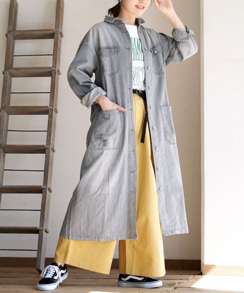 ヒッコリーストライプ シャツワンピース