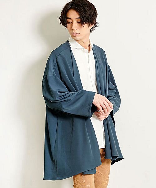 Cavaria ボタンレスポンチョ カーディガン メンズ カジュアル ブランド ポンチョ 羽織 カーデ 薄手 ストレッチ 長袖 伸縮性 無地 きれいめ おしゃれ キャバリア Cavaria D Fashion