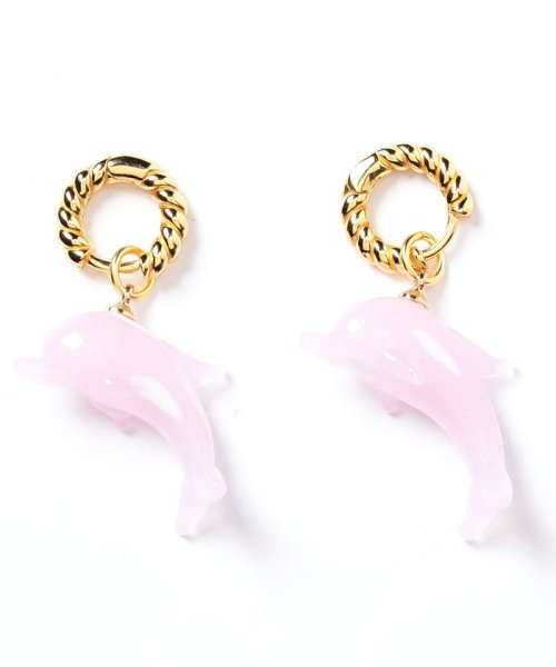 【NINFA handmade】イルカチャームフープピアス