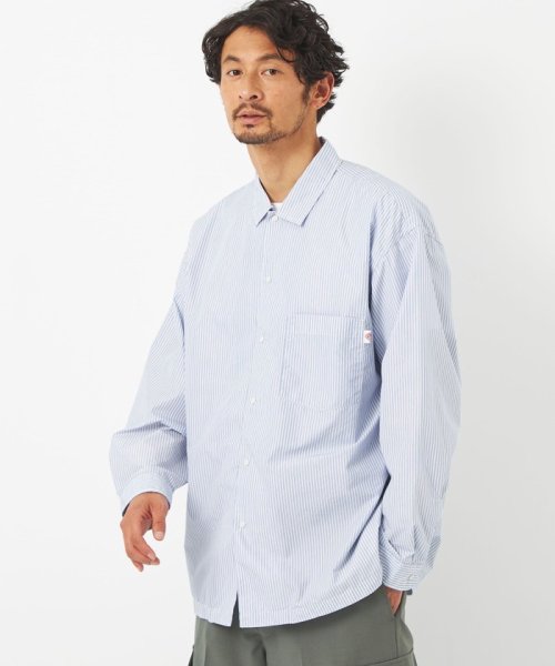 ＜DANTON（ダントン）＞ストライプ ドットボタン シャツ
