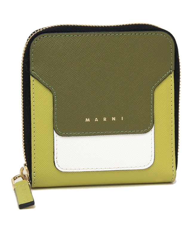 【セール】マルニ 二つ折り財布 トランク コンパクト財布 グリーン 