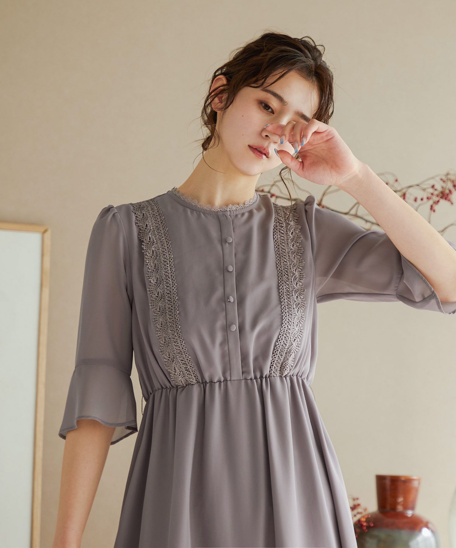 niana ドレス　3XL(4L) ニアナ niana 2wayスナップボタンシフォンワンピースパーティー