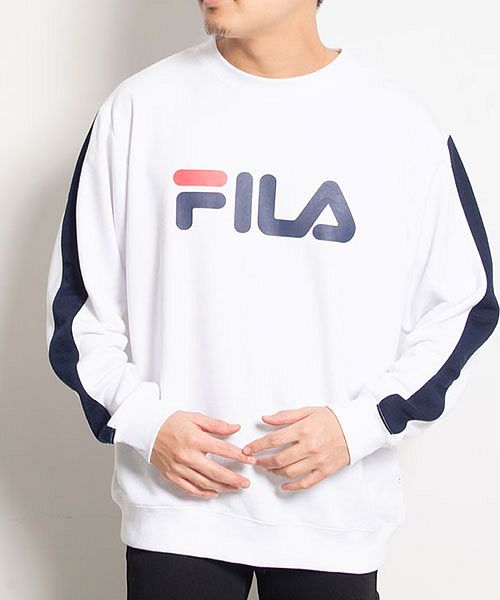 フィラ FILA FILA 袖ライン入り裏毛クルーネックトレーナー