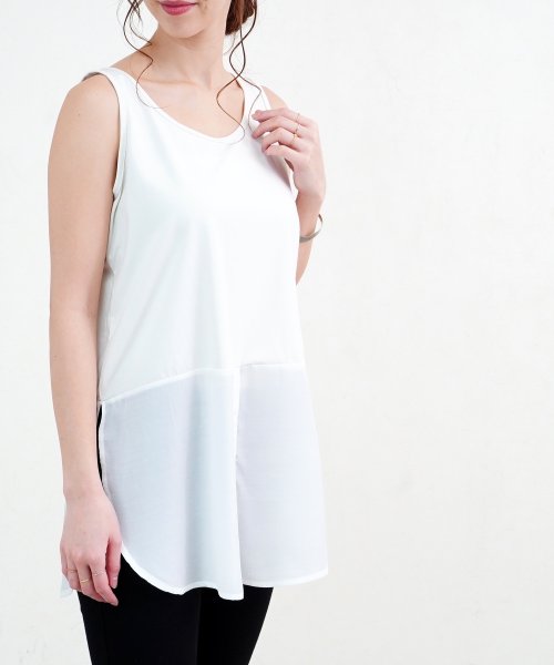レイヤード使い 裾シャツ切替えタンクトップ ノースリブ フィズ Fizz D Fashion