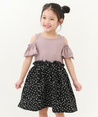 devirock/オフショル ドッキングワンピース 子供服 キッズ 女の子 半袖ワンピース ノースリーブワンピース ワンピース /504589657