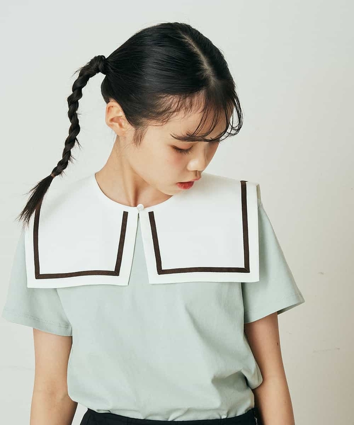 セール】[140－150]セーラーカラー付け襟Tシャツ(504468654