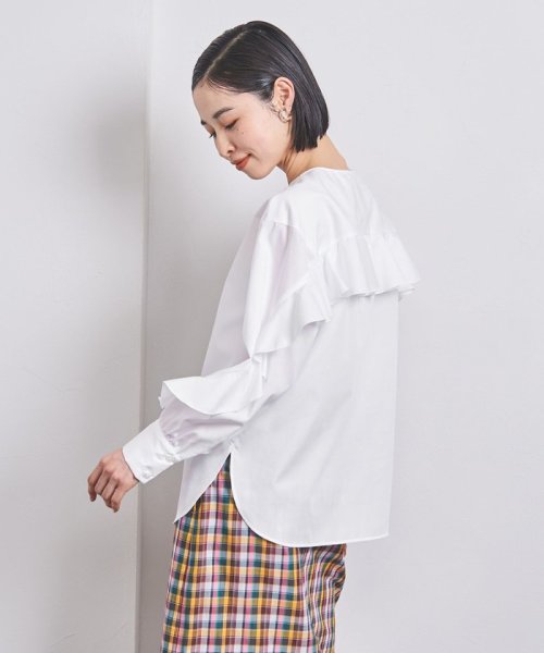 <UNITED ARROWS>ラッフル ノーカラー シャツ W