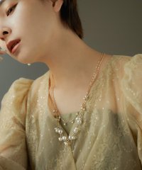 niana/ネックレス レディース パール ビジュー 結婚式 アクセサリー 2連ネックレス パールネックレス ロング プレゼント ジュエリー ゴールド パーティー 大人 フ/504596058