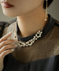 niana/ネックレス レディース パール 結婚式 アクセサリー ビジュー パールネックレス コンビリング ボリュームネックレス 大きめ プレゼント ジュエリー ゴールド /504596059