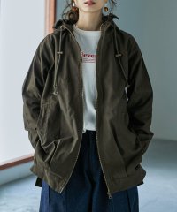 Fashion Letter/[M－4L]  上質なハリ感とタックが生み出す立体デザインマウンテンパーカー 小顔コート 綿100 レディース スタンドカラー フード付き マンパ アウター ジ/504596076