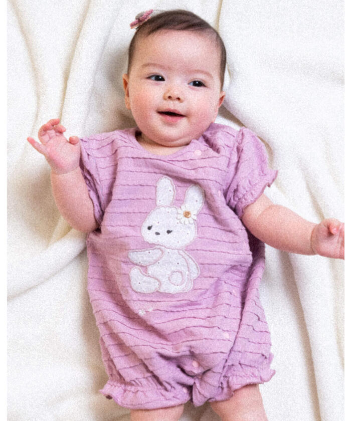 キュート うさぎ パッチ レーシー ロンパース (60~80cm