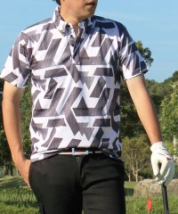 TopIsm/トップイズム TopIsm ゴルフポロシャツ メンズ ゴルフウェア GIORNO SEVEN ジョルノセブン 総柄 ストレッチ 吸湿速乾 半袖 スポーツウェア /504601112