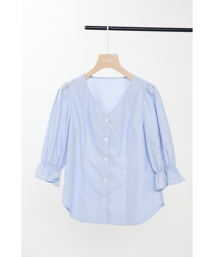 gather vneck 7 sleeve shirt