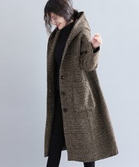 TeddyShop/テディショップ Teddyshop レディース フード付きグレンチェックノーカラーコート/504602358