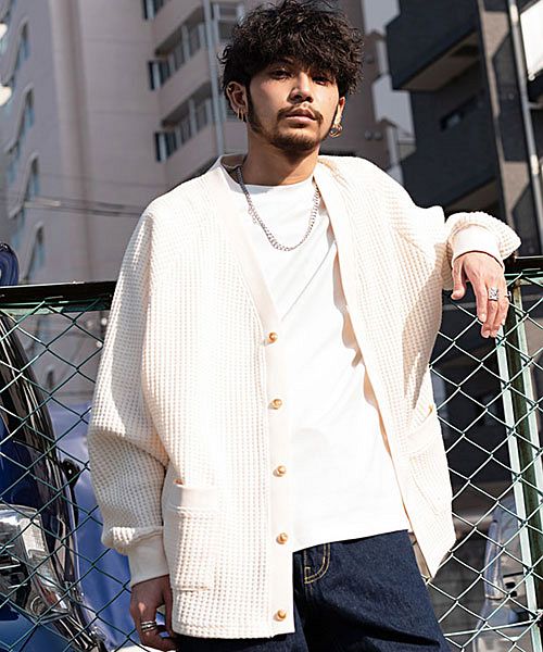 Damir doma ワッフル カーディガンシャツ JIGGYS SHOP カーディガン ワッフル編みウォッシャブルニット