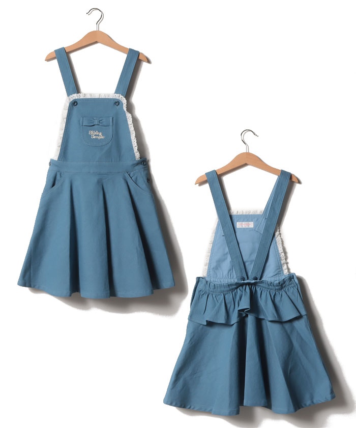 バックフリルデニムジャンパースカート 140cm ShirleyTemple シャーリーテンプル 世界の人気ブランド 買い物