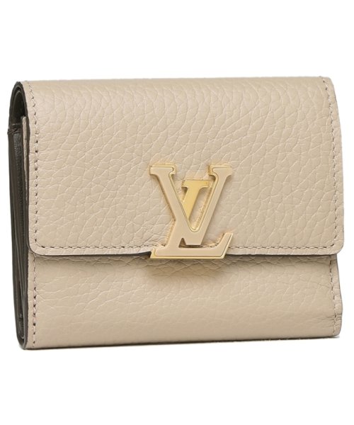 ルイヴィトン 三つ折り財布 ポルトフォイユカプシーヌ XS トリヨン ミニ財布 LVロゴ ベージュ ブラウン レディース LOUIS VUITTON M6874