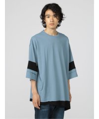 semanticdesign/フェイクレイヤード ライン入り 7分袖ルーズ 半袖 メンズ Tシャツ カットソー カジュアル インナー ビジネス ギフト プレゼント/504612640