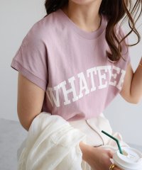 and　Me.../ロゴプリント コットン天竺 ラウンドヘム フレンチスリーブ Tシャツ/504087618