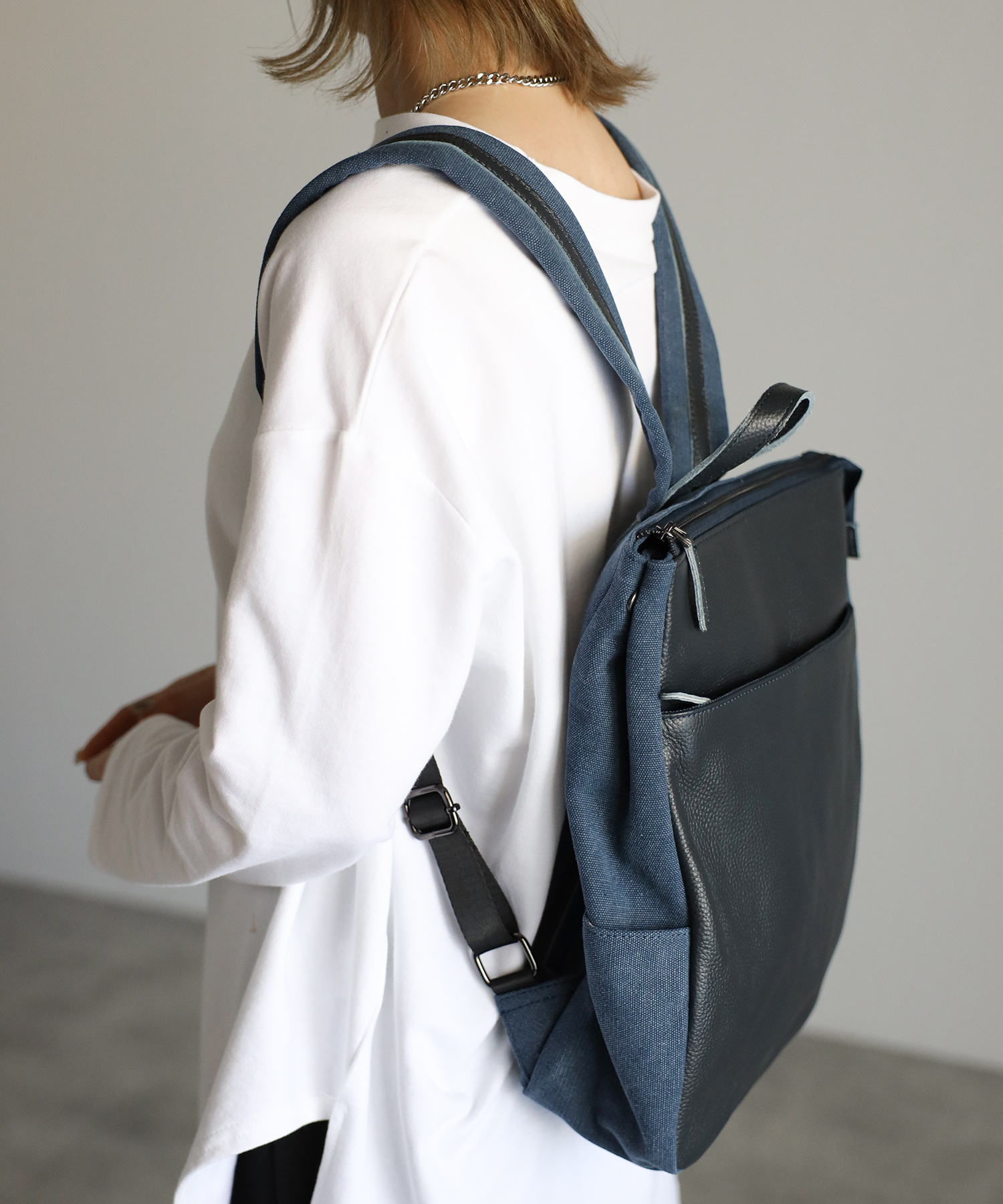 グッシオ GUSCIO 【グッシオレザー】 レザー切り替えキャンバス