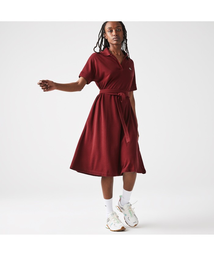 大人女性の セール】ラコステ LACOSTE リラックスフィットピケポロドレス ワンピース