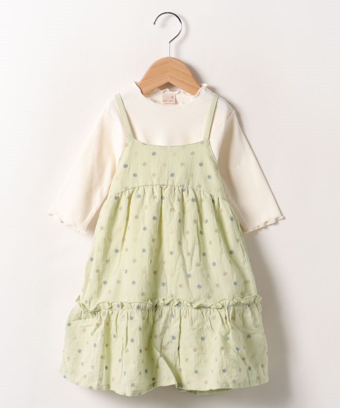 【美品】petit main プティマイン フォーマル ワンピース シューズ セール 60%OFF】【リンク】花刺繍キャミワンピセット