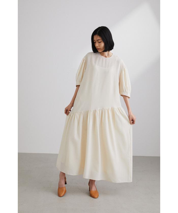 【SPORTMAX】フェザー ミディワンピース【送料関税込】 セール】タックギャザーミディティアードワンピース（ワンピース