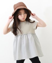 devirock/異素材切替Aライン半袖チュニック 子供服 キッズ 女の子 トップス 半袖Tシャツ Tシャツ /504623394