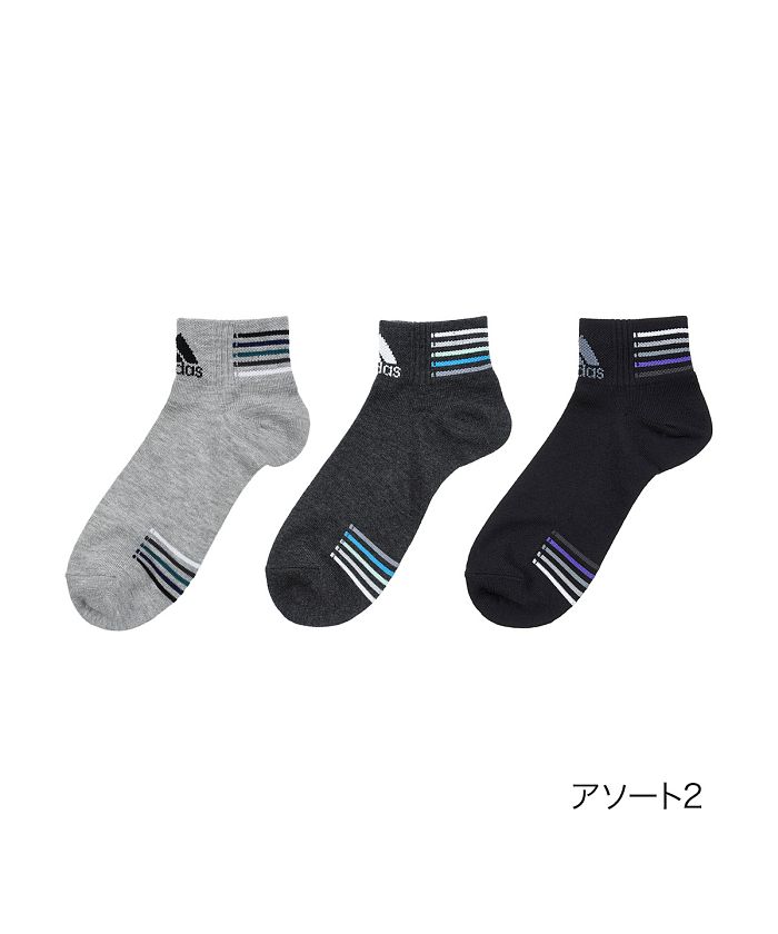 福助 公式 靴下 メンズ adidas(アディダス) トップロゴ 3足組 ショート ...