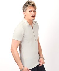 LUXSTYLE/ふくれボーダーZIPポロシャツ/ポロシャツ メンズ 半袖 無地 ボーダー ハーフジップ POLO/504624798